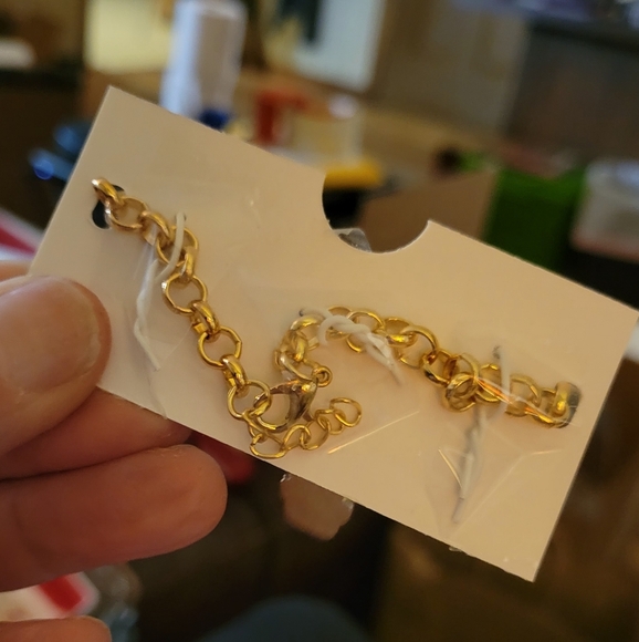 Gold Overlay Stainless Steel Charm Bracelet with one Enamel Hello Kitty Pendant - Picture 2 of 2